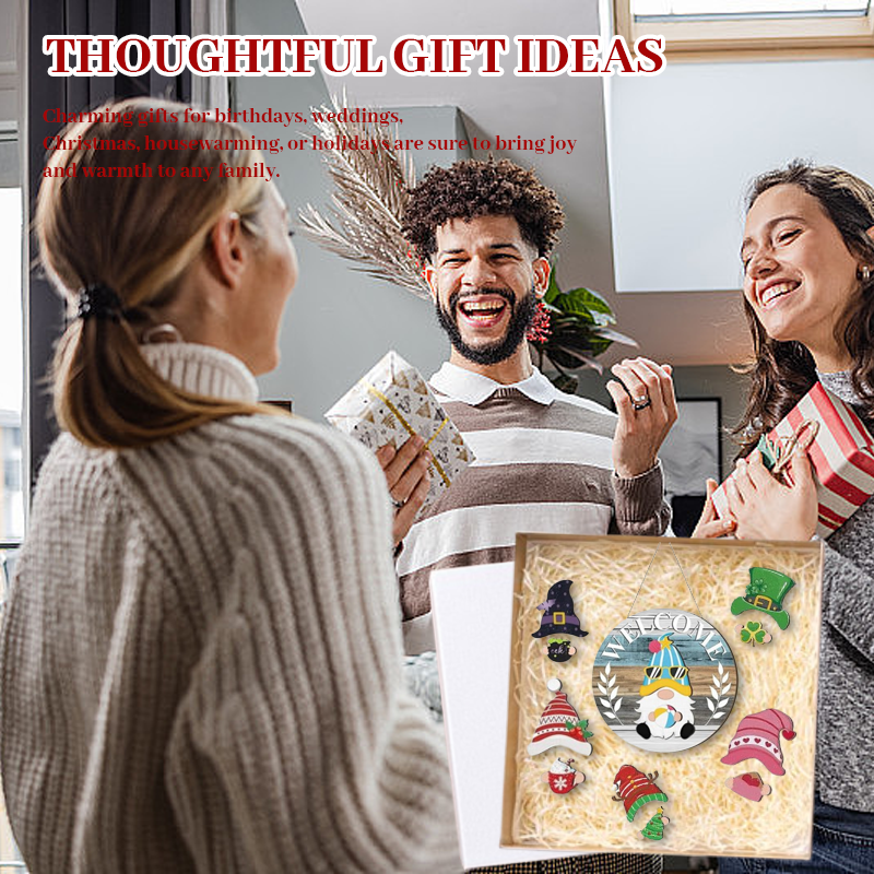 🎄 Utbyttbart tre-nisse velkomstskilt 🎈