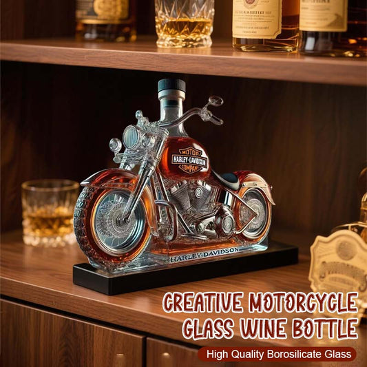 Kreativ motorsykkel-vinflaske av glass