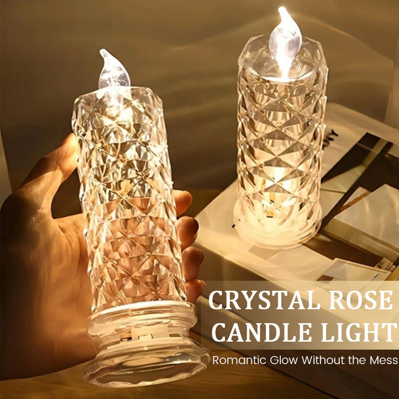 ✨ Crystal Rose Candle Light – Romantisk glød uten rot