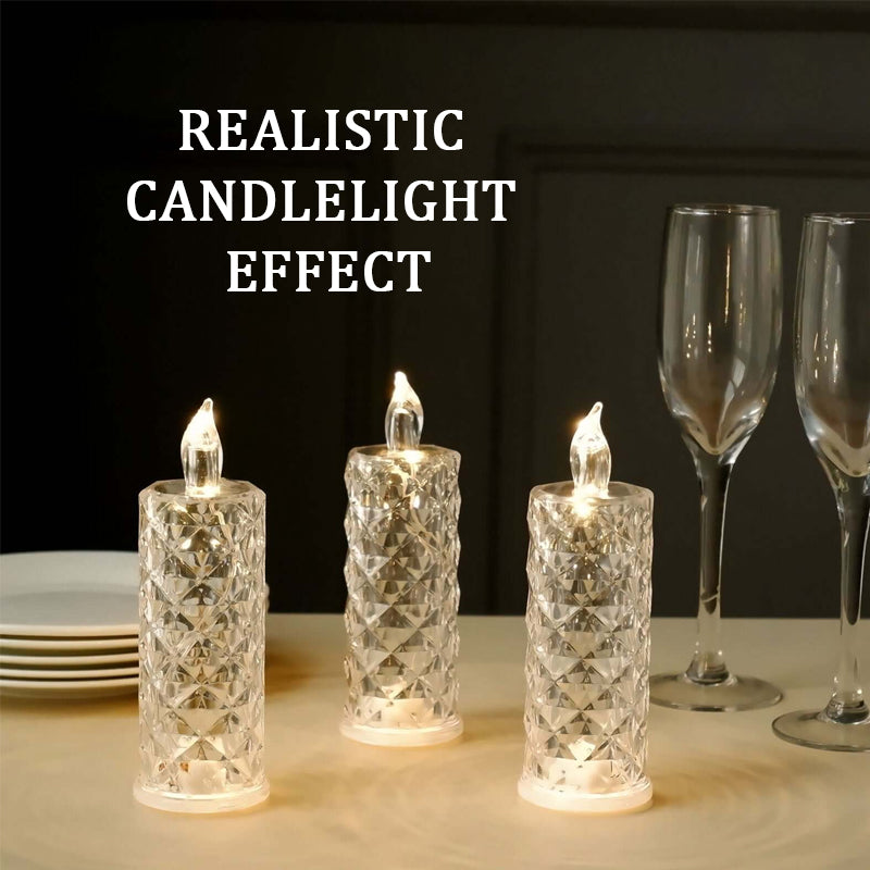 ✨ Crystal Rose Candle Light – Romantisk glød uten rot