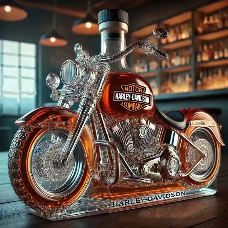 Kreativ motorsykkel-vinflaske av glass