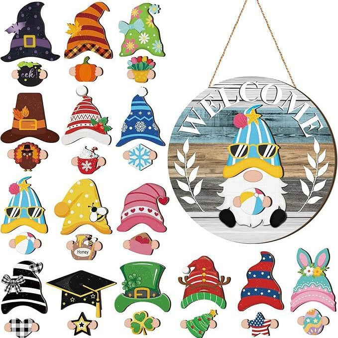 🎄 Utbyttbart tre-nisse velkomstskilt 🎈