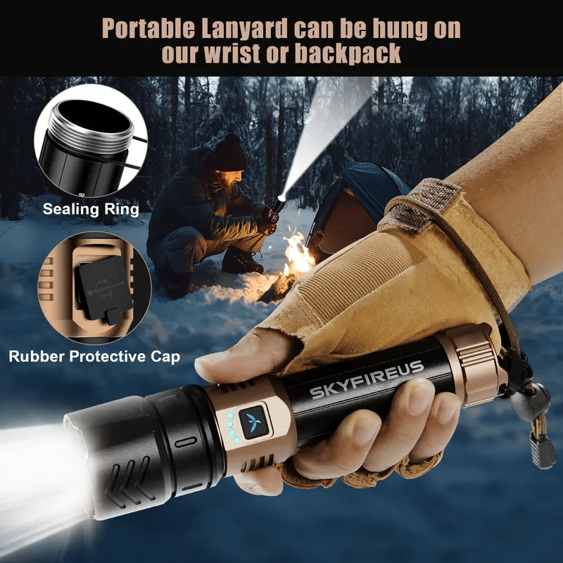 SKYFIRE 1097 lommelykt – sterk lysstråle, ultrasterk, perfekt for utendørs camping, hjem, lang rekkevidde, bærbar og med ekstra lang batteritid.