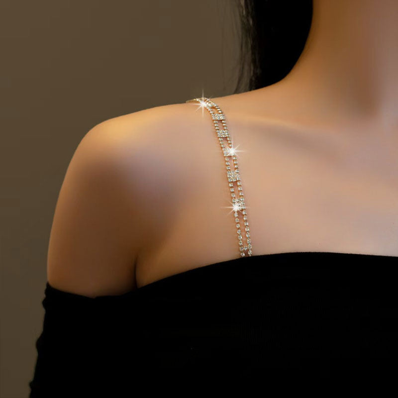 Elegant BH-stropp til kjole med strass (2 par)