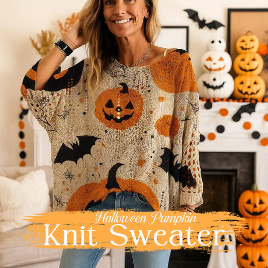 🎃 Hekse-Koselige Vibes – Halloween Gresskar Strikkegenser