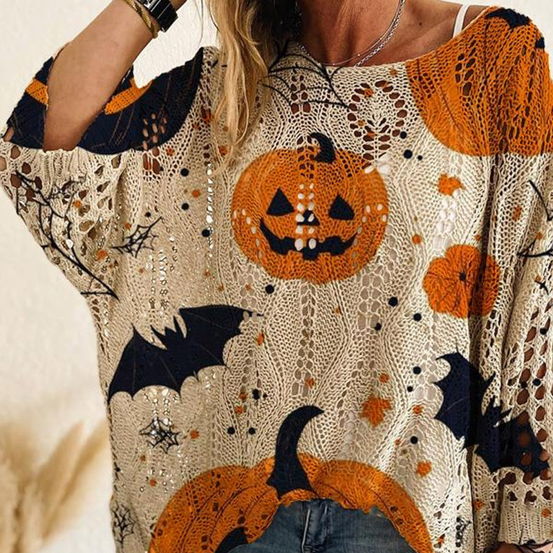🎃 Hekse-Koselige Vibes – Halloween Gresskar Strikkegenser