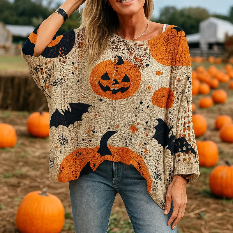 🎃 Hekse-Koselige Vibes – Halloween Gresskar Strikkegenser