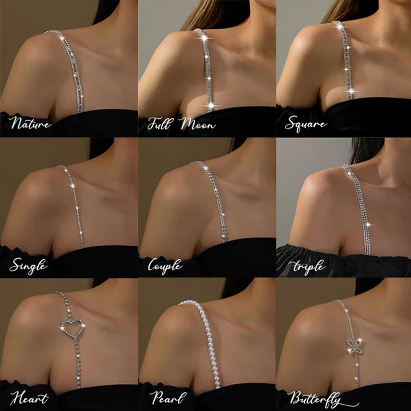 Elegant BH-stropp til kjole med strass (2 par)