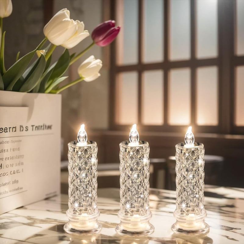 ✨ Crystal Rose Candle Light – Romantisk glød uten rot