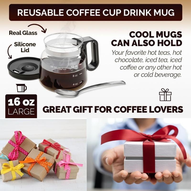 💕49% RABATT💖☕ 16 oz glasskaffekopp – Kaffekanne-stil