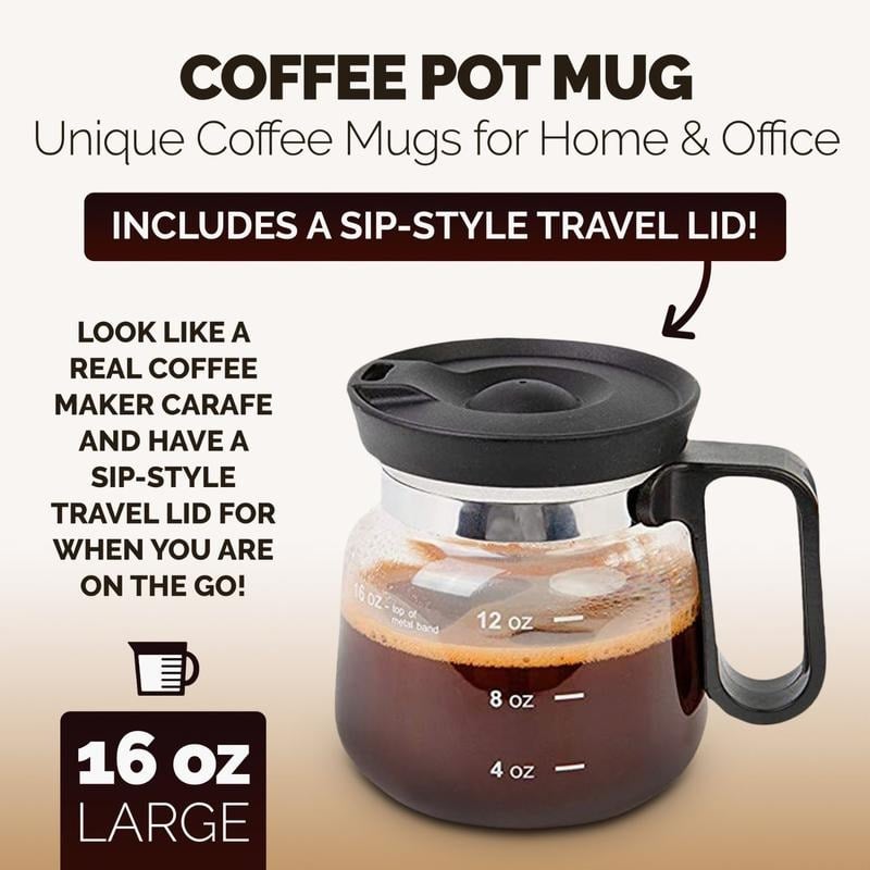 💕49% RABATT💖☕ 16 oz glasskaffekopp – Kaffekanne-stil