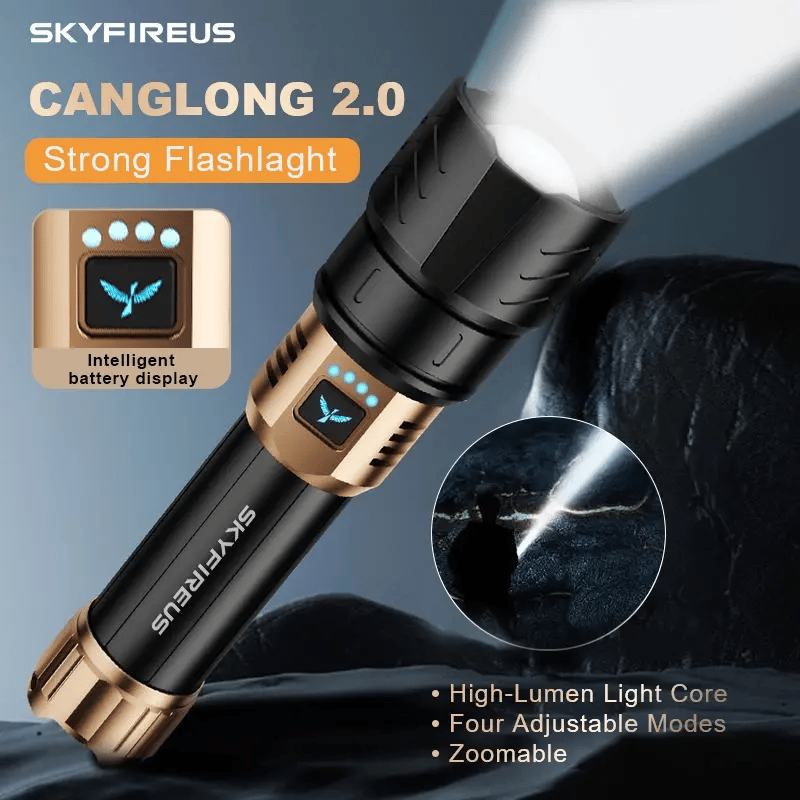 SKYFIRE 1097 lommelykt – sterk lysstråle, ultrasterk, perfekt for utendørs camping, hjem, lang rekkevidde, bærbar og med ekstra lang batteritid.