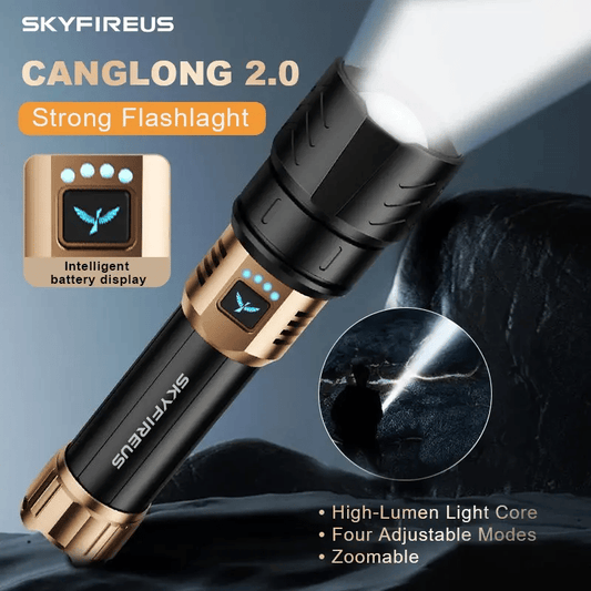 SKYFIRE 1097 lommelykt – sterk lysstråle, ultrasterk, perfekt for utendørs camping, hjem, lang rekkevidde, bærbar og med ekstra lang batteritid.